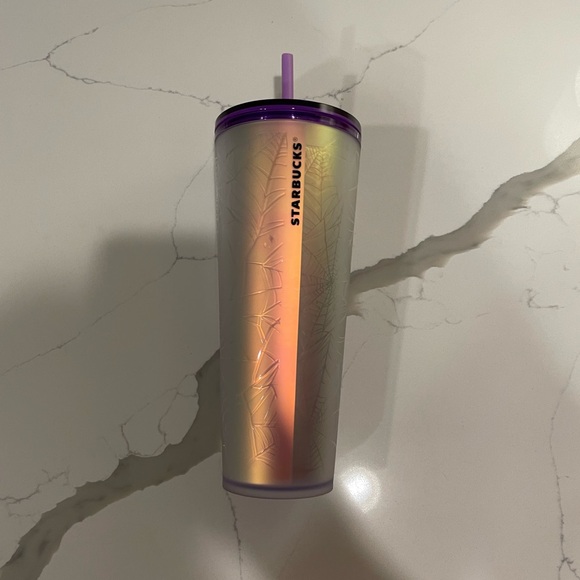 Starbucks HTF Rare Halloween 2021 Purple Frosted Spiderweb Tumbler